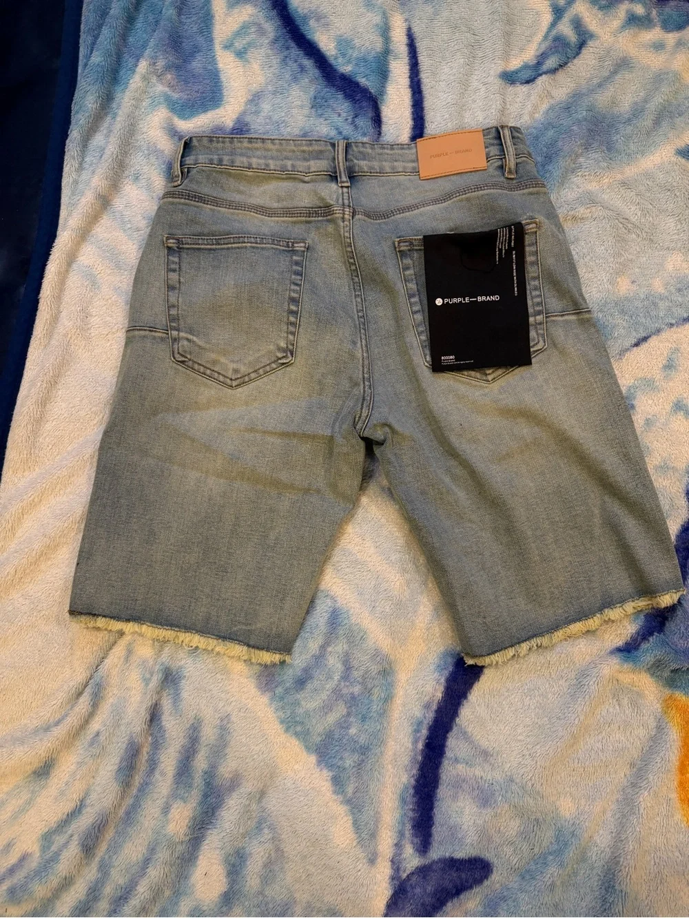 Men's Light Blue Frayed Hem Denim Shorts